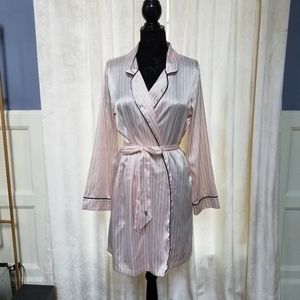 Victoria's Secret Pink and White Silky Robe